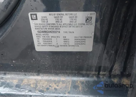 2017 Chevrolet Silverado 1500 1Lt from USA, damaged, VIN 1GCVKRECXHZ253714